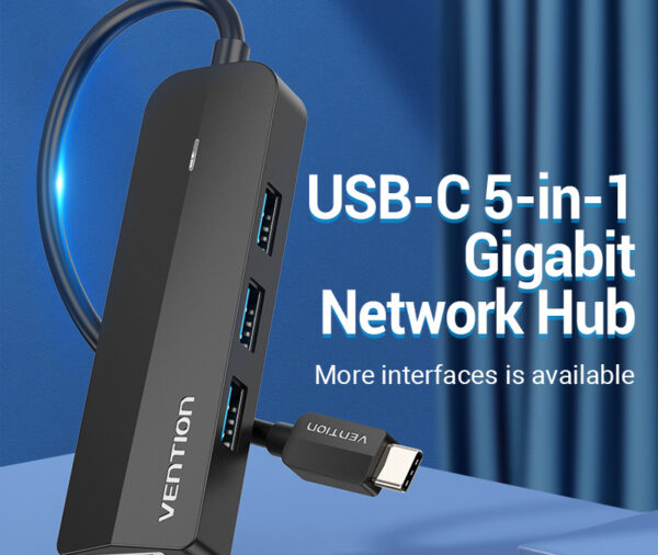 Vention 5-in-1 USB-C HUB With Gigabit Ethernet Adapter