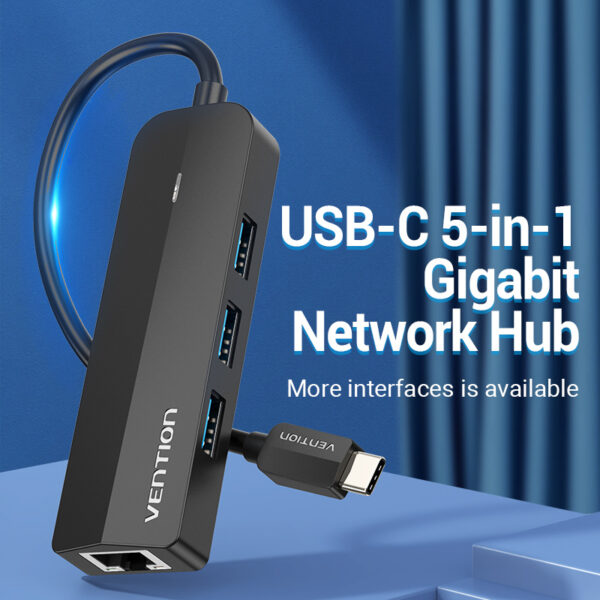 Vention 5-in-1 USB-C HUB With Gigabit Ethernet Adapter